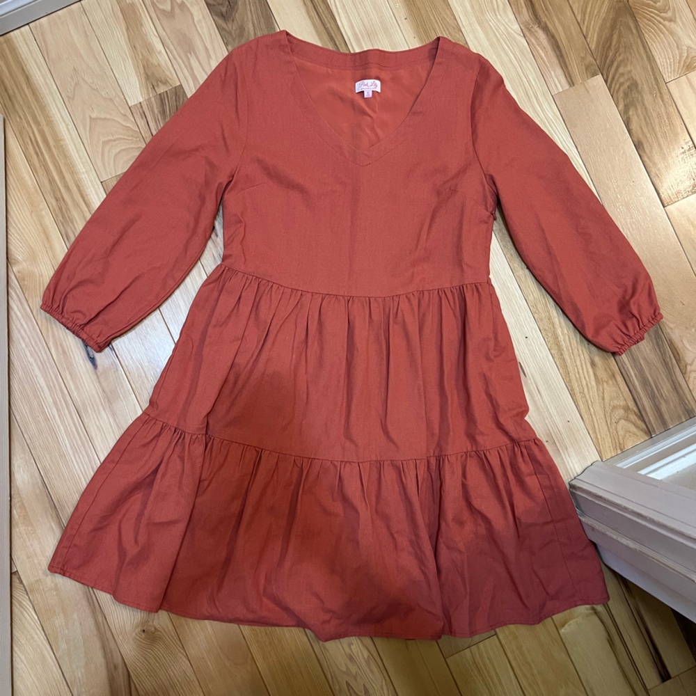 Pink Lily Red Tiered Long Sleeve Blouse